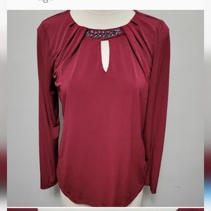 Liz Claiborne Jeweled Neck Blouse sz S